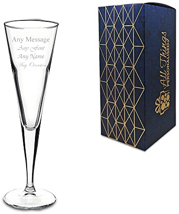 Personalised Engraved 160ml Ypsilon Champagne Flute, Gift Boxed, Perfect for Any Prosecco Lover