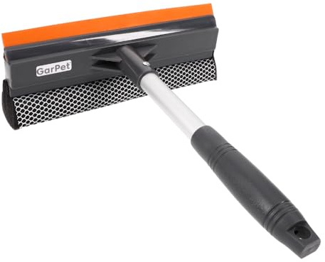 GarPet 2in1 Fensterabzieher Profi und Einwascher Scheibenreiniger Auto Fensterputzer Fensterabzieher mit Schwamm Fenster Abzieher mit Gummilippe Scheibenabzieher Glasabzieher