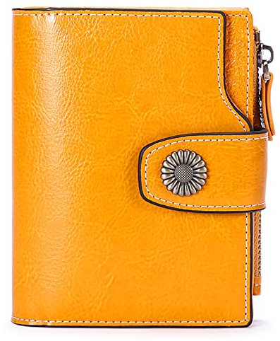 SENDEFN Damen Geldbörse, Echtleder, RFID-Blockierung, 16 Kartenfächer, 1 Münzfach, Brown