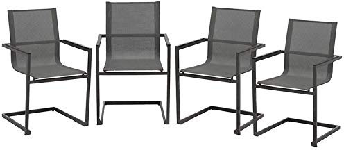 Gravidus 4er Set Freischwinger mit Kunststoffbespannung, Grau