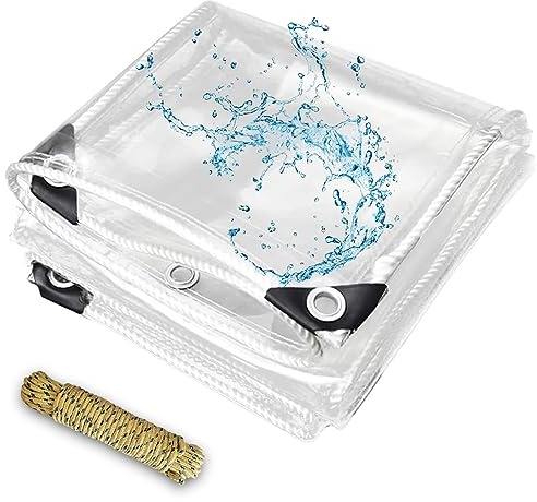 LCYFBE 1.8 x 2.4m Gewächshaus Gartenmöbel Plane Transparent mit Ösen - PVC Balkon Pavillon wasserdicht Abdeckplane Faltbar Transparente Vorhang Windschutz Tarp für Outdoor Camping Vordach
