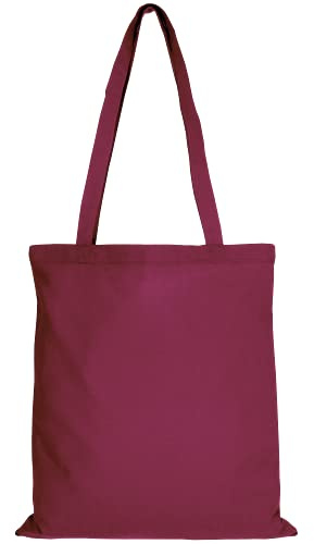 TEXXILLA 10er | 25er | 100er Pack Baumwolltasche - 28 Farben | mit Zwei Langen Henkeln | 38x42cm | Jutebeutel | Einkaufstasche | unbedruckt, Farbe:bordeaux, Größe:10 Stück