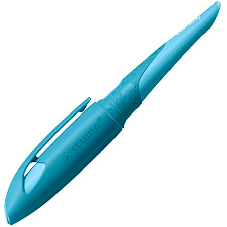 STABILO - Ergonomischer Schulfüller für Rechtshänder mit Anfänger-Feder A - EASYbirdy 3D Wildlife in blau - inkl. Patrone - blau (löschbar)