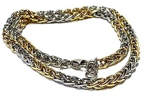 Halskette Edelstahl bicolor Zopfkette robust Collier 47-49cm