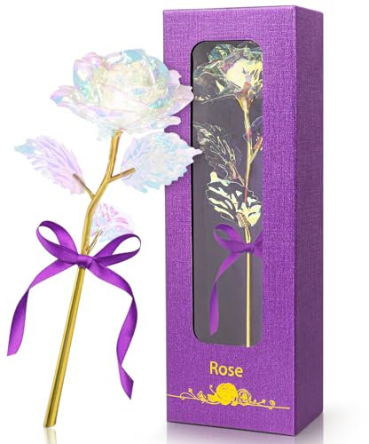 24k Golden Rose, Birthday Gifts for Her Women Mother Girlfriend Wife, Artificial Galaxy Rose Present for Mothers Day, Valentines Day, Christmas, Anniversary
