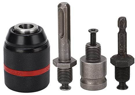 Schnellspannbohrfutter, Selbstspannendes Umrüstwerkzeug, Bohrmaschinenzubehör mit 3-teiliger Stange für Schlagschrauberbohrmaschine (Rund, 58 mm Länge)