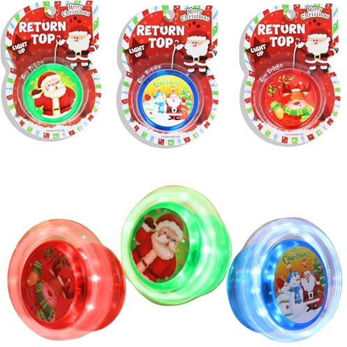 LED-Jojo mit Weihnachtsmann, blinkendes Yoyo für Kinder, lustiger Strumpffüller, Größe 5,5 cm, automatische Rückgabe, unterhaltsames Geschenk