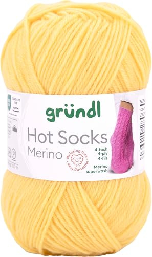 Gründl Sockenwolle Hot Socks Merino - Gewicht 50g, Lauflänge 200m, Nadelstärke 2,5-3, waschbar, ideal für Pullover, Socken Farbe 06