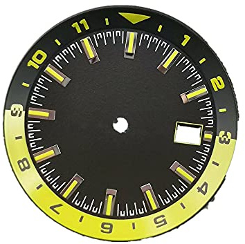 C3 Verde Luminoso Reloj Dial Acero 36.5MM Reloj Dial Placa Accesorios Reloj para Sei-KO NH35 NH35A Movimiento, Amarillo