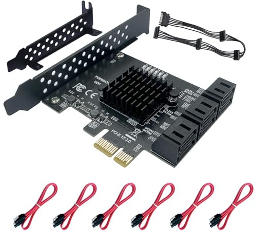 PCIe x1 zu 6-Port SATA 3.0 Controller 6Gbps ASM1166 inkl. 6 Kabel SSD/HDD