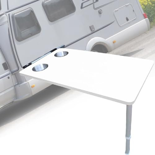 aallwwsso Camper Klapptisch für Wohnmobil, Upgrade Rv Tischbein mit ausziehbar 53-75cm, Seite hängende Holz Dinette Kabinen für Wohnmobile, Boote, Wohnwagen, Vans, 79×39cm,White