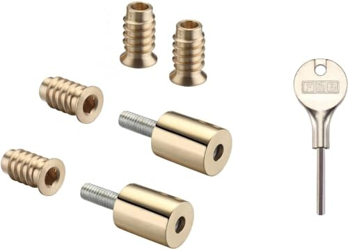 IHO Sash Window Stop Restrictor for Security/Ventilation - Polished Brass + Key