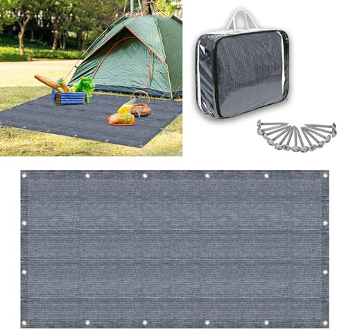 MAYTIIMO Vorzeltteppich Campingteppich - Outdoor Campingmatte HDPE Markisenteppich mit Tragetasche Zeltboden Teppich für Camping - 250x500cm Grau Blau