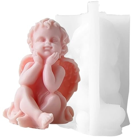 Goldyida 3D Engel Silikonform 3D Engel Kerzenformen Silikon GießForm Engel Kerzenformen Silikon Groß Engel Kerze Herstellung Formen für Handgefertigte Seife Handwerk Ornamente (A)