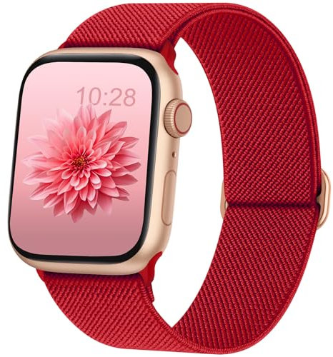 AMSKY Elastisch Solo Loop Band Kompatibel mit Apple Watch Armband 40mm 44mm 42mm 46mm 41mm 45mm 38mm 49mm Damen Herren, Textil Stoff für iWatch Armband Series 11 10 9 8 7 6 5 4, SE Ultra 3 2 1
