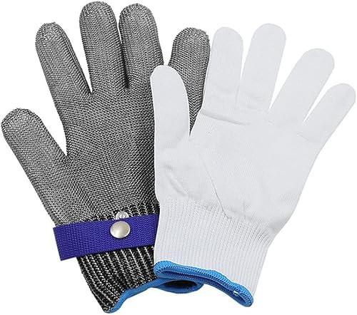 GPECTIFO Schnittschutzhandschuhe, schnittfeste Handschuhe, sicher arbeitende Metallhandschuhe, for Metzger und Köche for Schneiden von Fischfilets und Schälen von Austernmandoline(XXL/27.5CM)