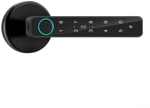 Serrure de porte intelligente avec poignée, serrure de porte en bois d'intérieur Fngerprint Serrure à code intelligente pour maison Serrure de porte d'entrée sans clé (Noir)