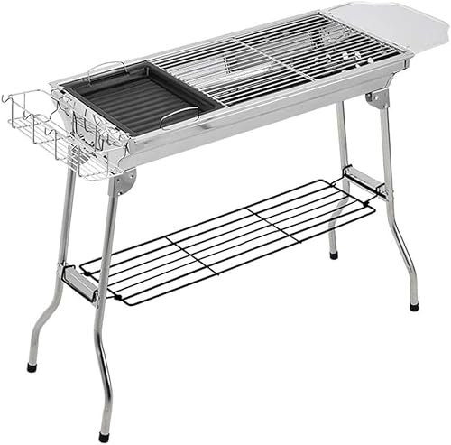 Parrilla de Barbacoa de Acero Inoxidable Parrilla de Barbacoa Grande para Exteriores Parrilla de carbón Ahumado Parrilla de Barbacoa Plegable portátil Adecuada para Fiestas de Barbacoa de 5
