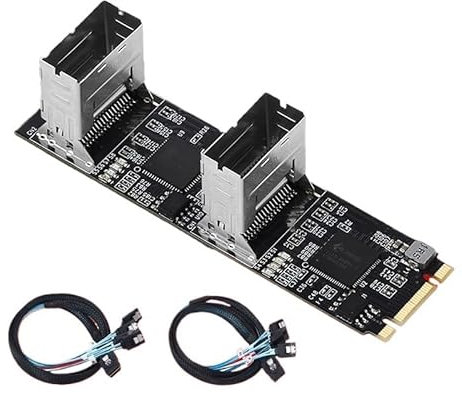 YXYOZMD Nuevo Adaptador multiplicador M.2 a Tarjeta SATA PCI Express 3,0 M2 a SATA 8 Puertos SATA 3 Controladores de 6Gbps Llave B + M con 2 Cables Mini SAS