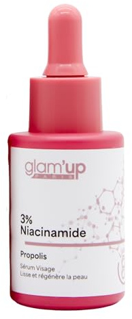 Glam Up Paris - Sérum Visage Lissant - 3% Niacinamide - Propolis - Peau plus Lisse et Éclatante - K-Beauty - Homme & Femme - 30 ml