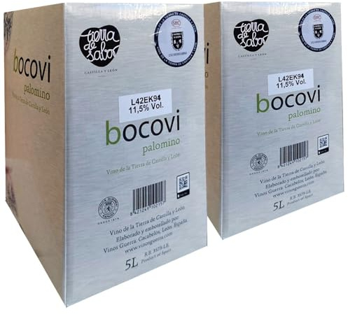Bocovi Palomino Vino Blanco, Bag in Box, 2 Cajas de 5 Litros, D.O. Castilla y León, 11,5% Vol.