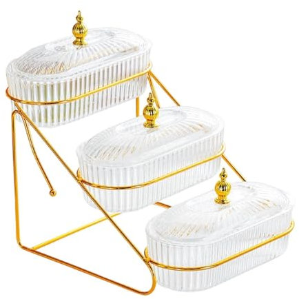Sharplace Frutero de Varios Niveles, Frutero, Plato de Ensalada, Bandeja Decorativa para Servir, Plato para Servir para Cocina, Boda, Hogar, Fiestas, Decoración, 3 Capas, Individual