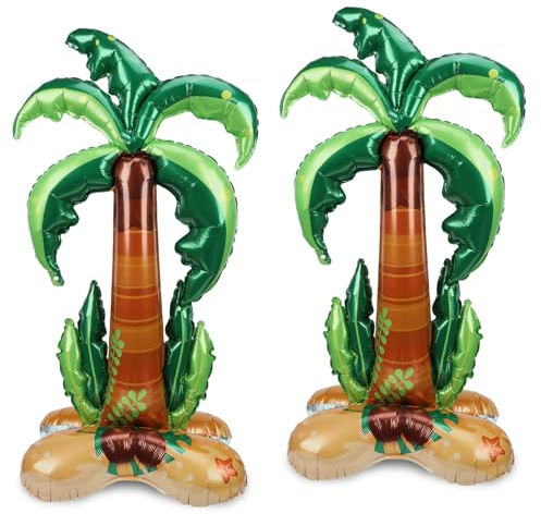 PHOGARY 2 Pcs Large Inflatable Palm Tree Balloons Balloons for Hawaiian Birthday Party Decorations Pool Tropical Jungle Summer Beach Party Decorations