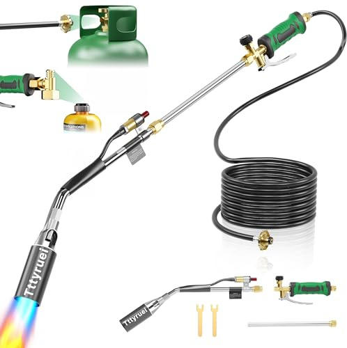 Weed Torch, Propane Torch Weed Burner High Output with 10FT Hose, Blow Torch Heavy Duty Flamethrower gun with Self Igniter and Turbo Trigger for Weeding Wood Ice Snow Roof BBQ