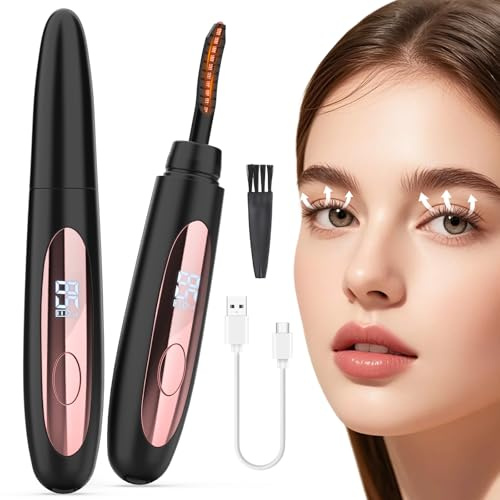 Heated Eyelash Curler for Women, 10s Fast Heating, 3 Heat Settings (113°F-185°F), Rechargeable Electric LASH-Lift Heated Lash Curler, Travel-Friendly Makeup Tool Gift