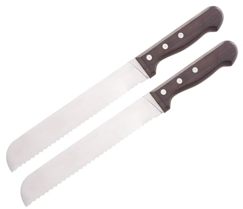 Rosenstein & Söhne große Brotmesser: 2er-Set Brotmesser mit 20-cm-Klinge und Griff aus Blackwood-Holzgriff (Küchenmesser groß, Brotsäge)