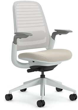 Steelcase Ergonomischer Bürostuhl: Series 1, Lumbalstütze, Beige | 4D-Armlehnen, Universalrollen, Premium-Materialien, bis 150 kg und 190 cm, sitzkomfort