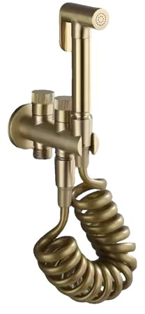 SXWYLZ Bidet Hand Shower Set Wc Handbrause Set Eins Rein Zwei Raus Geeignet für die Reinigung von Privaten Duschen und Badezimmern,Gold Gebürstet