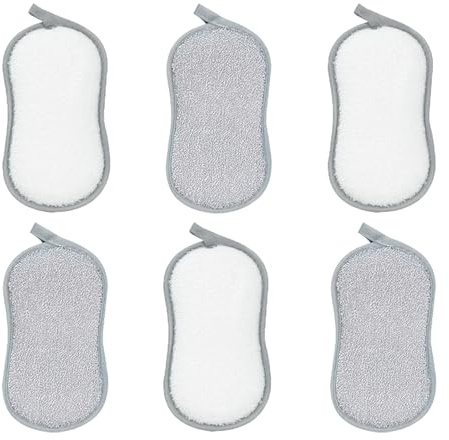 6 Pièces Eponge Réutilisable Lavable, Éponges à Vaisselle de Cuisine Efficacement Toutes Les Surfaces Efficace des Salissures Tenaces pour la Cuisine la Salle de Bain l’évier Les Plaques de Cuisson