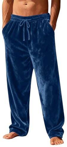 Pantalon Pijama Hombre Largo Pantalones Pijama Talla Grande Franela Polar Termico Pantalón Pijama Invierno Casual Otoño Pantalones De Estar Por Casa Ligero Cintura Elástica Ropa De Dormir Transpirable