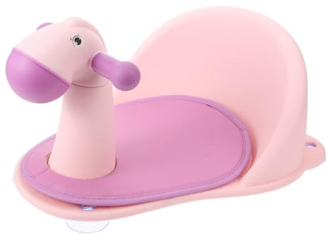GARVALON Asiento de Baño para Ñiño 12 Meses Silla de Bañera Antideslizante Respaldo y Reposabrazos de Plástico Color Rosa para Uso en Bañera Pequeño para Baño y Cómodo
