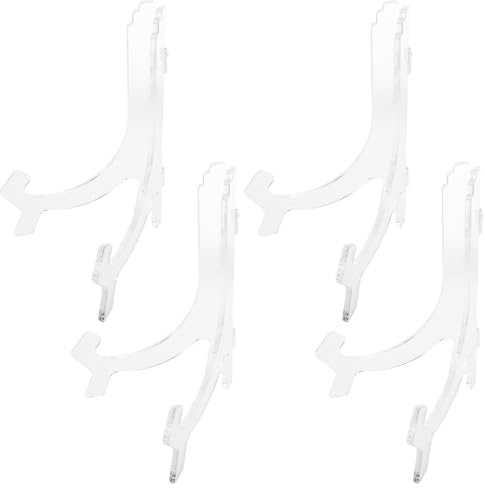 MAGICLULU Supporto per Piatti Decorativi 4 Pezzi in Plastica Trasparente Regolabile Struttura Robusta per Esposizione in Sala da Pranzo ed Eventi