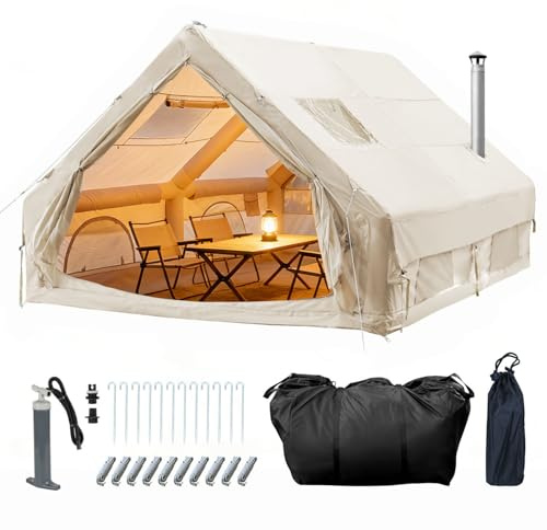 Peviasot Tenda gonfiabile da campeggio con pompa a mano, per 8-10 persone, tenda gonfiabile per campeggio, 420D Oxford, impermeabile, antivento, tenda gonfiabile per esterni, facile da montare