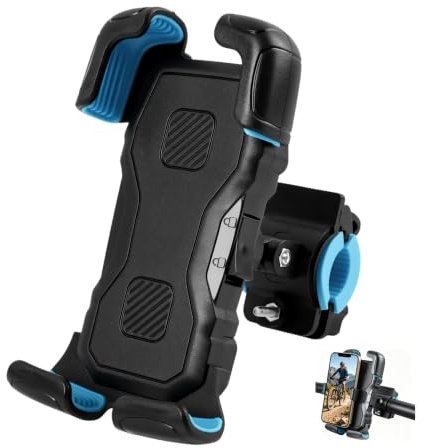 Sylalxeba - Soporte de teléfono para bicicleta, con liberación rápida y rotación de 360°, para motocicleta, bloqueo seguro, puerta de teléfono, manillar, compatible con smartphones de 4,7 a 6,9