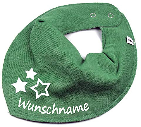 HALSTUCH mit Namen oder Text personalisiert für Baby oder Kind aus Baumwolle in Einheitsgröße 3 Sterne