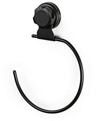 Compactor BESTLOCK Anneau Porte-Serviettes de Rangement Mural, Fixation par ventouses, supporte jusqu'à 3kgs, 16 x 2.5 x H.22cm, Noir, RAN9783