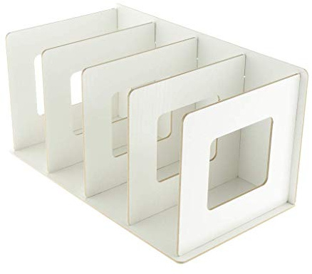 Tubayia Holz Bücherregal Stehsammler Stehordner Organizer für Bücher, Dokumente, CD, DVD (Weiß)