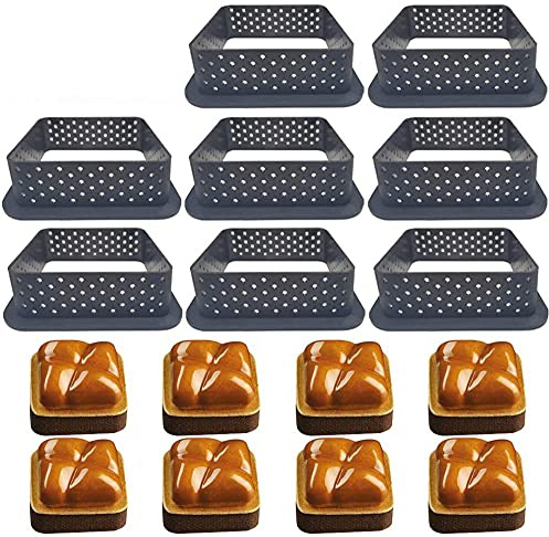 XiaoShenLu Moule À Gâteau Perforé Cutter Forme Mousse Cercle Anneau Tarte Décoration, 8pcs carré