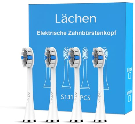 Lächen Ersatzbürstenkopf,Passend für alle elektrischen Zahnbürsten von Lächen, 4 Stück (C-weiß)