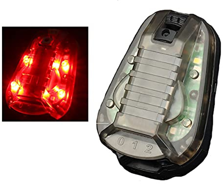 Luci per casco, Luce tattica del casco impermeabile Airsoft Casco verde rosso Strobe luci di segnale lampada (Nero (luce rossa))