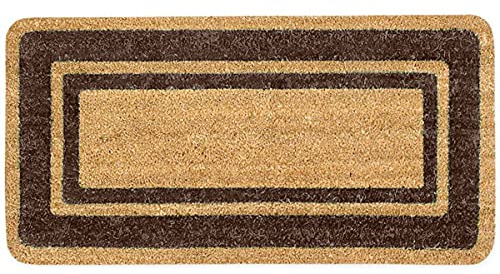 SaRani Paillasson en coco Tapis d'entrée en fibre naturelle, fond antidérapant, bord (marron, 40 x 90 cm)