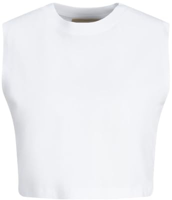 JJXX Jack & Jones Jxalvira SL Slim Crop Every T-Shirt pour Femme, Blanc éclatant., XL