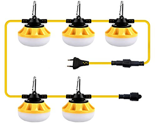 LED Baustrahler - 50FT LED Arbeitsleuchte - IP66 Wasserdichte Industriebeleuchtung - 50W led Arbeitsscheinwerfer - 5000K Bauscheinwerfer - für Garage Camping Angeln Notfall Baustellen,Energieklasse F