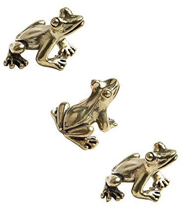 Opexicos Mini-Frosch-Dekoration, Kupfer, Frosch, Messing, niedlich, Kupfer, Frosch, Tier, Bronze, Schnitzerei, für kleine Tee, Haustiere, 3 Stück