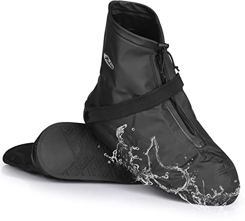 GeeRic, Couvre-Chaussures Imperméables pour Hommes et Femmes, Couvre-Chaussures Antidérapants, Réutilisables et Faciles à Transporter L(38-39 EU) Noir