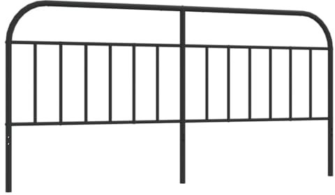 vidaXL Kopfteil, Bettkopfteil aus Stahl Metallkonstruktion, Betthaupt für Bett Metallbett Bettgestell, Schlafzimmer Bettzubehör, Metall Schwarz 193cm